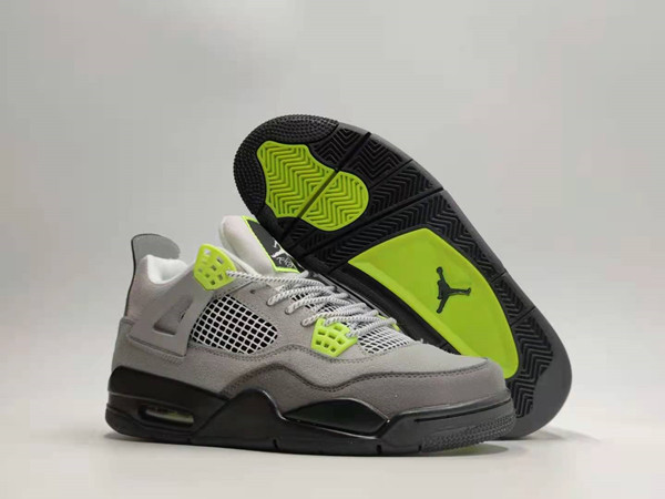 Men's Hot Sale Running weapon Air Jordan 4 Grey/Green Shoes 0102 Men's Hot Sale Running weapon Air Jordan 4 Grey/Green Shoes 0102
